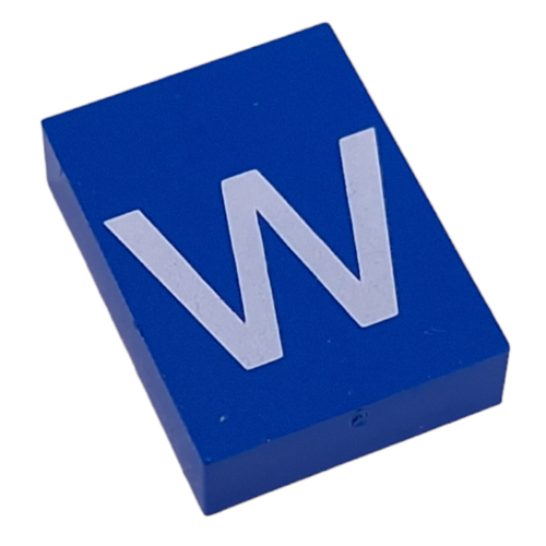 Modulex Tile 3 × 4 with White 'w' print, without Internal Supports in Modulex Tile Gray