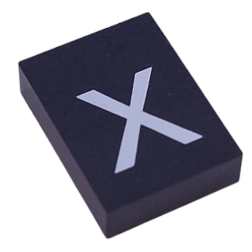 Modulex Tile 3 × 4 with White 'x' print, without Internal Supports in Modulex Tile Gray