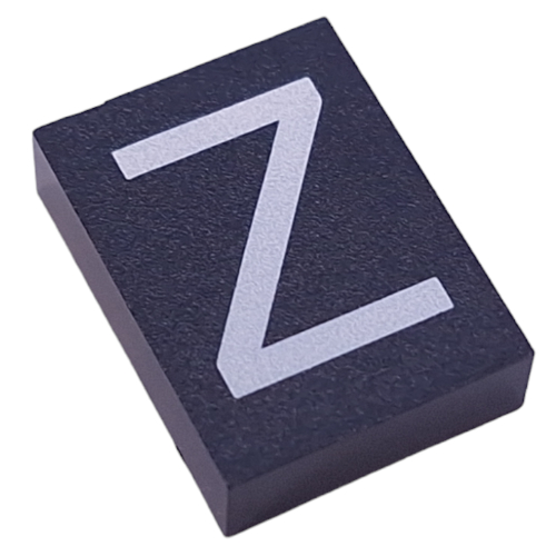 Modulex Tile 3 × 4 with White 'Z' print, without Internal Supports in Modulex Tile Gray