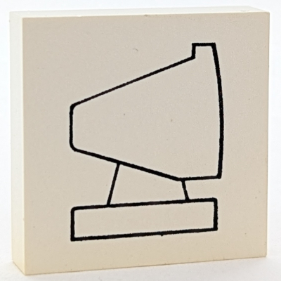 Modulex Tile 4 × 4 with Black 'Computer Monitor' print Modulex White