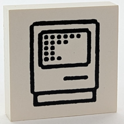 Modulex Tile 4 × 4 with Black ''Classic Computer" print Modulex White