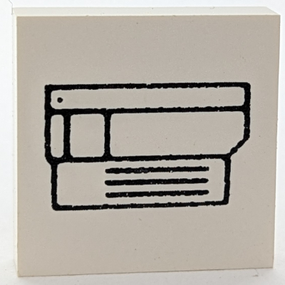 Modulex Tile 4 × 4 with Black 'Photocopier' print Modulex White