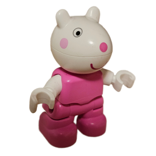 Duplo Figure Child, Rabbit with White Head, Dark Pink Nose print Dark Pink