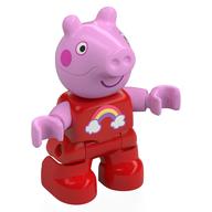 Duplo Figure Child, Pig with Dark Pink Cheeks, Rainbow, Clouds print (Peppa Pig) Red