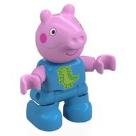 Duplo Figure Child, Pig with Dark Pink Cheeks, Green Dinosaur print (George Pig) Dark Azure
