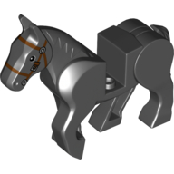 Animal, Horse, Moveable Legs with Dark Brown Bridle Print Black