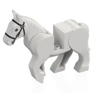 Animal, Horse, Movable Legs with Black Eyes, White Pupils and Single Buckle Black Bridle Print White