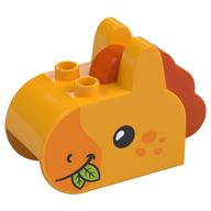 Duplo Brick 2 × 4 × 2 Ears and Mane with Horse Face Print Bright Light Orange