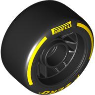 Wheel Rim 24 × 13.4 with Black Slick Tyre with Yellow 'PIRELLI P ZERO' print Schwarz