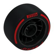 Wheel Rim 24 × 13.4 with Black Slick Tyre with Red 'PIRELLI' print Schwarz