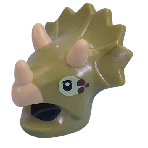 Costume / Mask Triceratops with Tan Horns, Yellowish Green/Dark Brown Eyes print Olivgrün