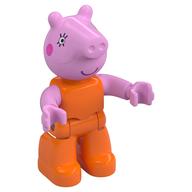 Duplo Figure, Pig with Dark Pink Cheeks, Eyelashes print Orange