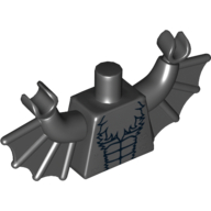 Torso with Bat Wings and Dark Bluish Gray Fur Print, Black Arms with Wings, Black Hands Black