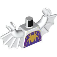 Torso Bat with Vestigial Minifig Arms, Gold Spider On Dark Purple Field print White