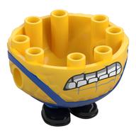 Minion Body, Extra Large Round with Grinning Teeth, Blue Overalls print Yellow