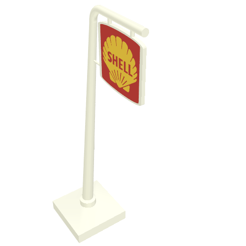 Road Sign Cantilever Curved with 'SHELL' Print White