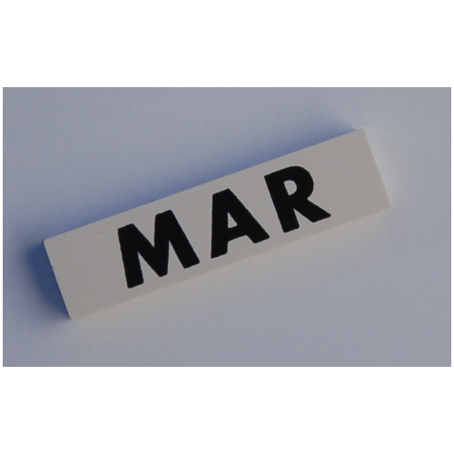 Modulex Tile 2 × 8 without Internal Support with Black 'MAR' Print Modulex Weiß