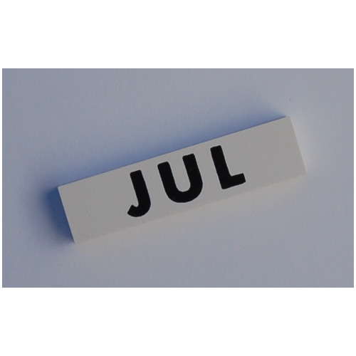 Modulex Tile 2 × 8 without Internal Support with Black 'JUL' Print Modulex Weiß