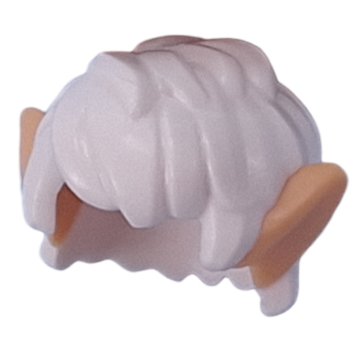 Hair Short Curly with Warm Tan Elf Ears pattern White