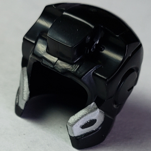 Helmet Space with Open Face Rounded, Top Hinge with Silver Edges with Black Marks Print (War Machine) Black