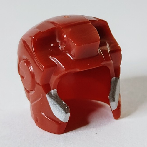 Helmet Space with Open Face Rounded, Top Hinge with Silver Edges Print (Silver Centurion) Dunkelrot
