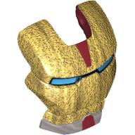 Headwear Accessory Visor Top Hinge with Gold Face Shield, Blue Eyes and Silver Chin Print (Iron Man) Dark Red