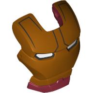 Headwear Accessory Visor Top Hinge with Gold Face Shield, Black Lines on Forehead and White Eyes Print (Iron Man) Dark Red