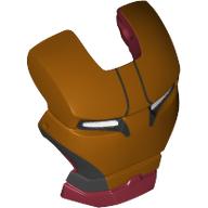 Headwear Accessory Visor Top Hinge with Gold Face Shield, Silver Sides, Black Lines on Forehead and White Eyes Print (Iron Man) Dunkelrot