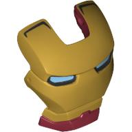 Headwear Accessory Visor Top Hinge with Gold Face Shield and Bright Light Blue Eyes Print (Iron Man) Dunkelrot