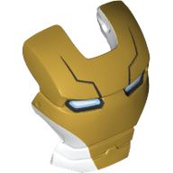 Headwear Accessory Visor Top Hinge with Blue and White Eyes and Gold Face Shield and Black Lines Print (Space Iron Man) White
