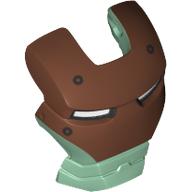 Headwear Accessory Visor Top Hinge with Copper Face Shield, White Eyes and 4 Rivets Print (Scuba Iron Man) Sand Green