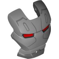 Headwear Accessory Visor Top Hinge with Silver Face Shield, Red Eyes and Black Lines and Shapes Print (War Machine) Black