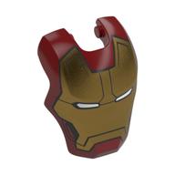 Headwear Accessory Visor Top Hinge with Gold Ironman Mask, White Eyes print Dark Red
