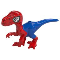 Animal, Dinosaur, Spider-Raptor with Red Arms, Legs, Head, Black Spider-Webs print Blue