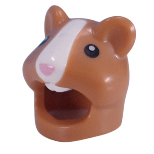 Costume / Mask, Hamster with White Strip, Bright Pink Nose, Black Eyes print Medium Nougat
