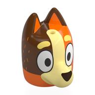 Minifig Head Special, Bluey with Bright Light Yellow Nose, Reddish Brown Side (Chilli) Orange