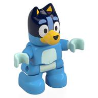 Duplo Figure Dog Small with Dark Blue Head, Light Aqua Chest, Hands (Bluey) Medium Blue