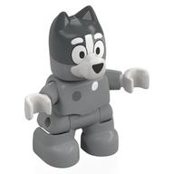 Duplo Figure Dog Small (Bluey) with White Nose, Hands, Dark Bluish Grey Top of the Head print (Muffin) Hellblaugrau