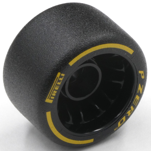 Wheel Rim 24 × 14.9 Wide with Black Slick Tyre with Yellow 'PIRELLI' print Black