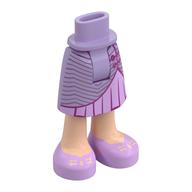 Minidoll Hips and Mid-Length Skirt with Light Nougat Ankles, Lavender Dress, Dark Purple Trim, Lavender Shoes print Lavender