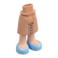 Minidoll Hips and Mid-Length Skirt with Dark Blue Buttons, Light Nougat Legs, Bright Light Blue Shoes print Nougat