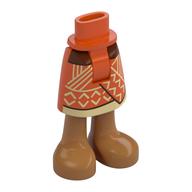 Minidoll Hips and Mid-Length Skirt with Tan Decorations, Medium Nougat Bare Feet print Rotorange