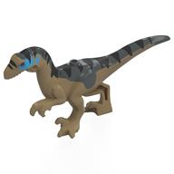 Animal, Dinosaur, Raptor, Adult with Dark Bluish Grey Tail, Black Markings, Blue Face Print