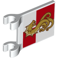 Flag 2 × 2 Square [Thick Clips] with Sea Serpent on Red and White Checkered Background Print White