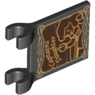 Flag 2 × 2 Square [Thick Clips] with Gold 'Captains Daughter' and Waving Minifig Print Black