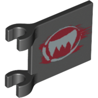 Flag 2 × 2 Square [Thick Clips] with Silver Fangs and Dark Red Print [70004] in Schwarz