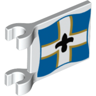 Flag 2 × 2 Square [Thick Clips] with Imperial Soldier Black Symbol over White Cross on Blue Background with Yellow Border Print Weiß