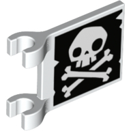 Flag 2 × 2 Square [Thick Clips] with Skull and Crossbones (Jolly Roger) without Lower Jaw Print White