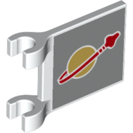 Flag 2 × 2 Square [Thick Clips] with Classic Space Logo print White
