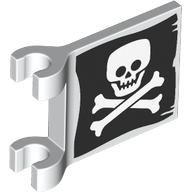 Flag 2 × 2 Square with Skull and Crossbones Print Weiß